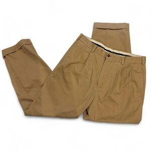 Brooks Brothers Advantage Chino Elliot Fit W35 L32 Khaki Pleated 100% Cotton